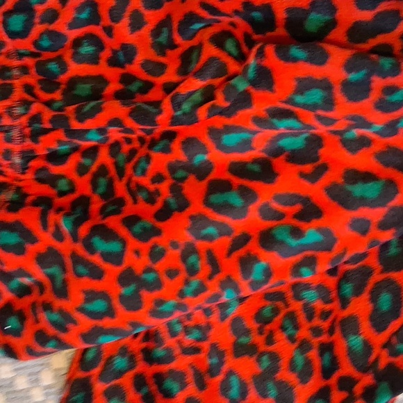 Red and Green Leopard Print Pants - Picture 3 of 3